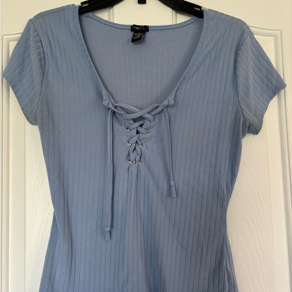 Rue21 Women's Blue Lace-Up Top